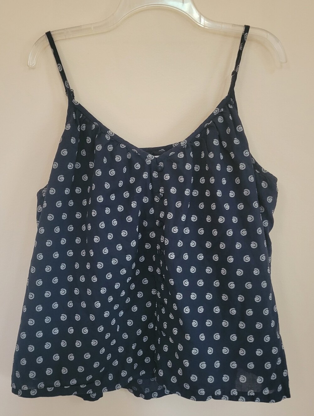 LOFT Navy & White Printed Spaghetti Strap Tank